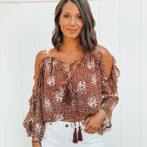 To Die For! Camel Print Off the Shoulder- Medium